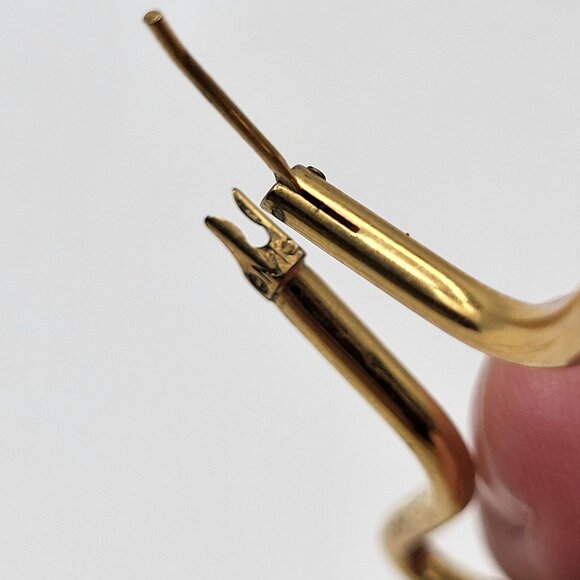 VTG Monet Star Gold Tone Hoop Earrings 2" - Picture 4 of 9